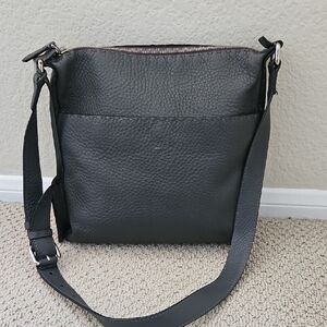 Fendi Selleria Dark Gray Leather Messenger Bag